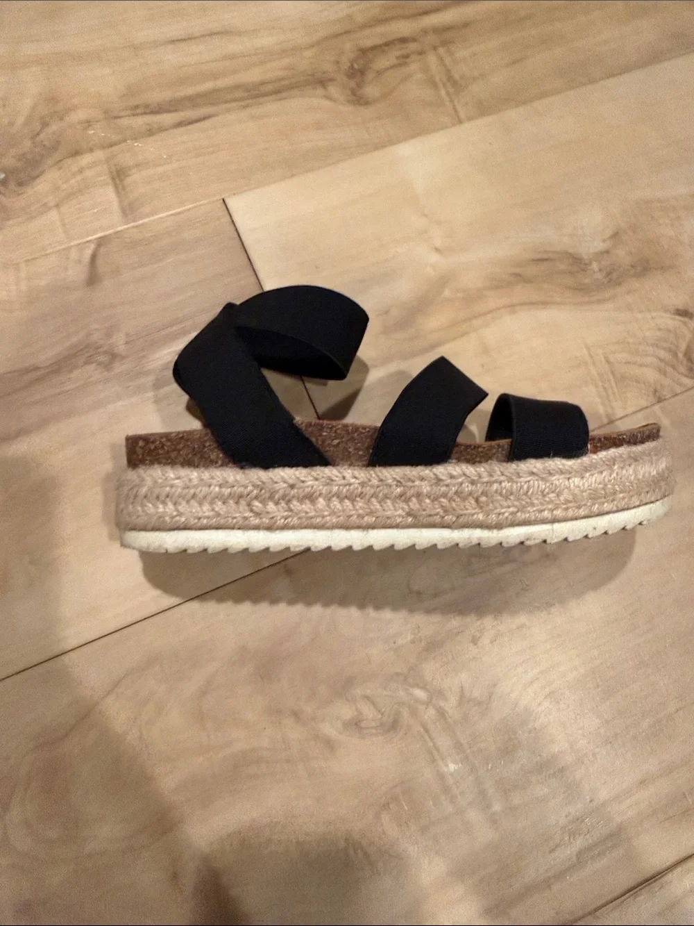 Black Strappy Flat Sandals for kids